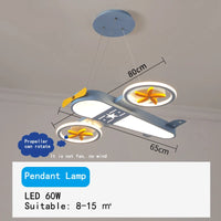 Cartoon airplane LED chandelier with remote control for children