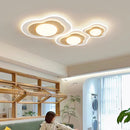 Luxury LED ceiling light in white, wood and cream for bedroom, living room or home