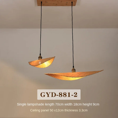 Japanese style bamboo chandelier for zen Asian decor - vue 12 sur 11