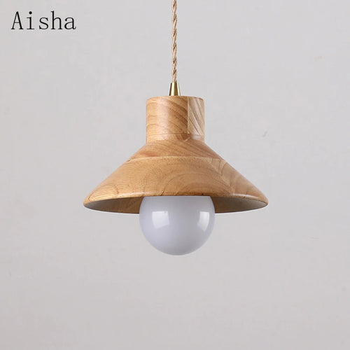 Wood pendant light for interior decor and lighting - vue 4 sur 7