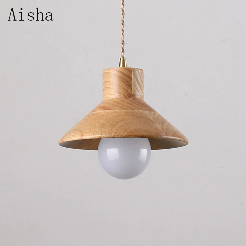 Wood pendant light for interior decor and lighting - vue 3 sur 7