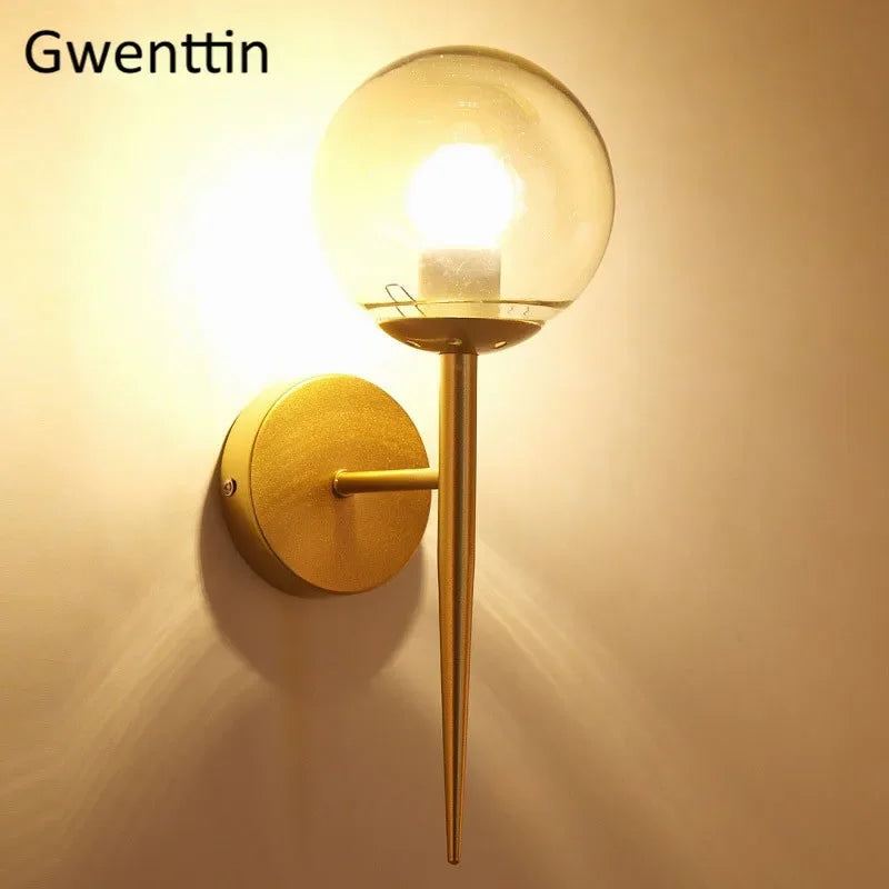 Modern glass ball LED wall light nordic design - vue 8 sur 8