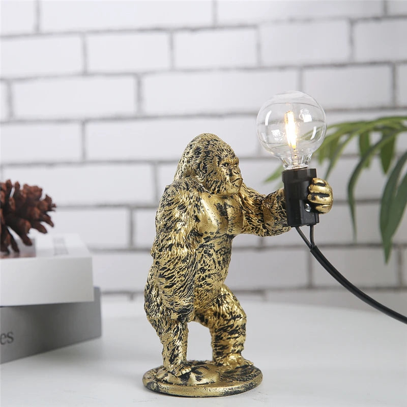 Nordic king kong customisable resin animal table lamp - vue 3 sur 15