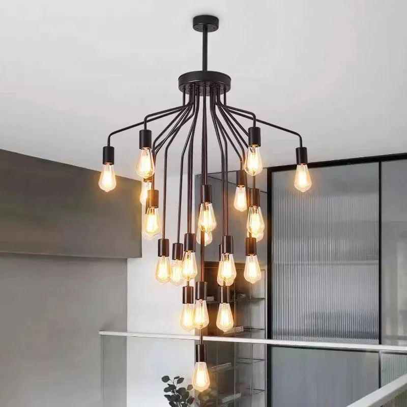 Retro iron chandelier with LED for interior decoration