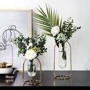 geometric wrought metal vase for modern decoration