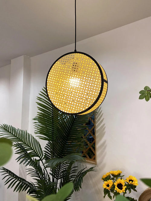 Woven rattan chandelier creative style for a cosy atmosphere - vue 5 sur 9