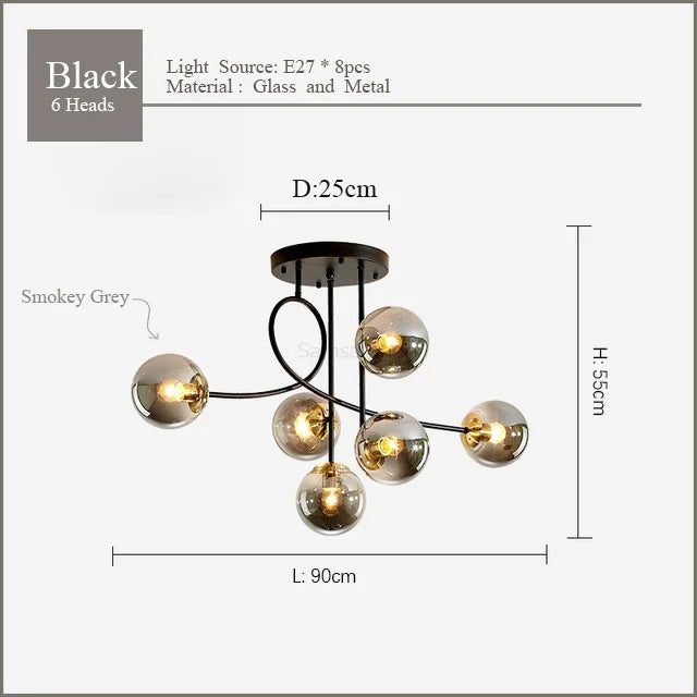 lustre nordique moderne minimaliste en verre haricot magique led luxe