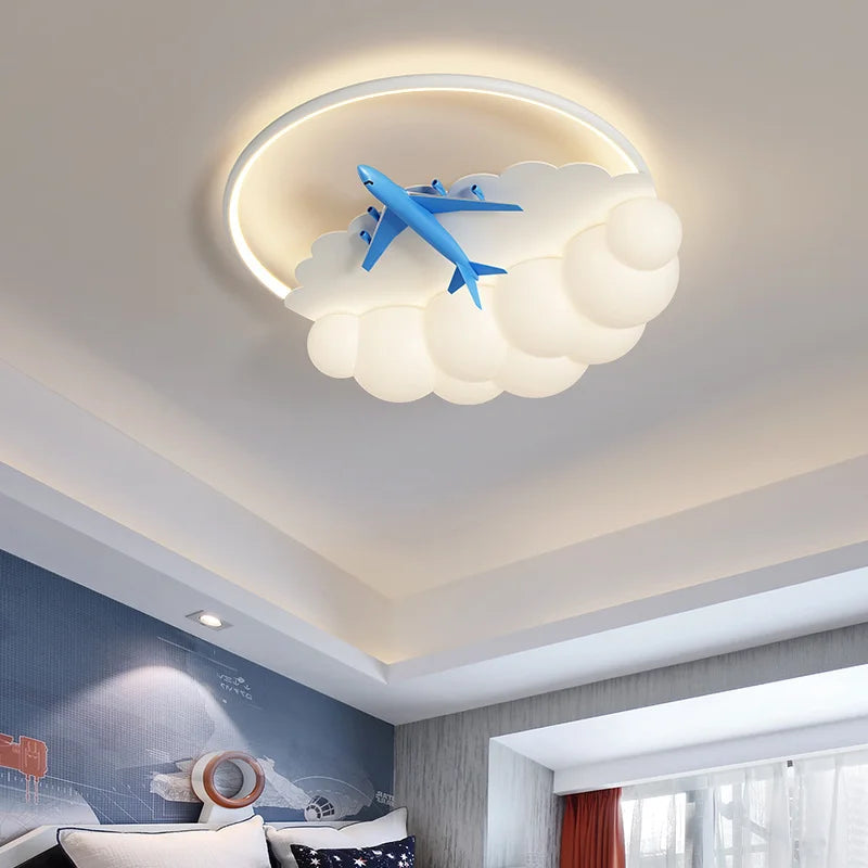 Modern LED aeroplane chandelier for children - vue 5 sur 12