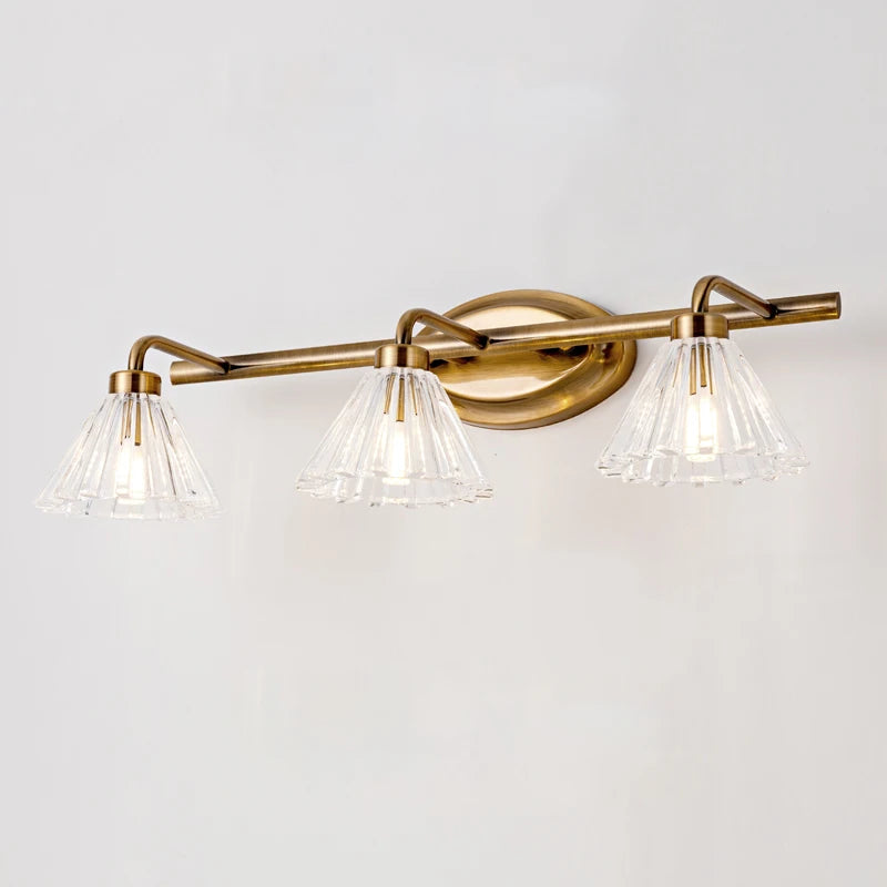 Golden brass flower-shaped wall light