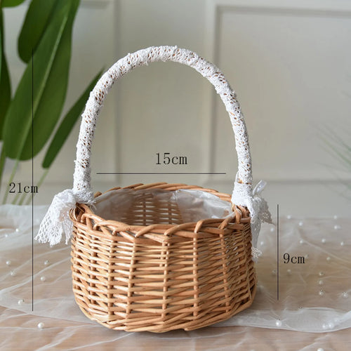 wedding flower basket with bow tie large capacity versatile - vue 14 sur 16