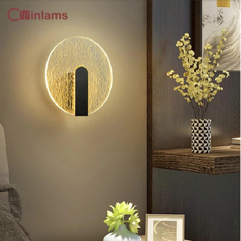 acrylic wall bedside lamp modern design minimalist diamond pattern