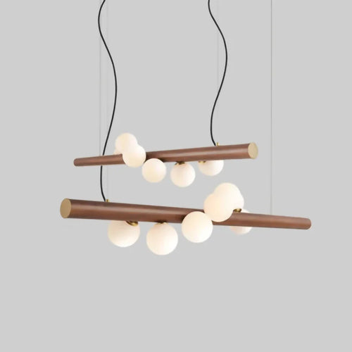 Japanese solid wood chandelier with creative design and modern lighting - vue 3 sur 10