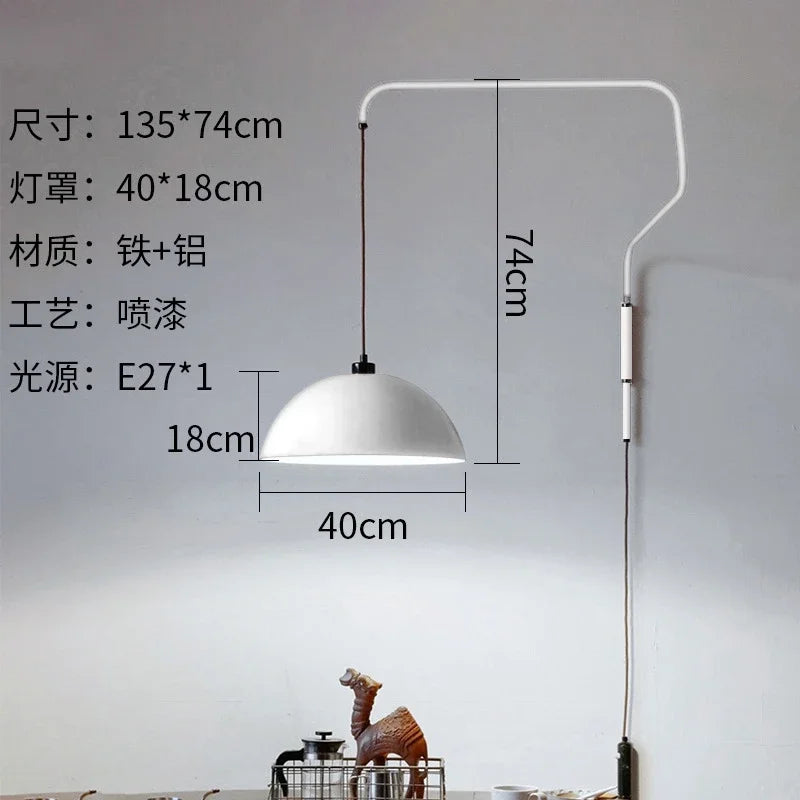 Modern industrial swing arm wall lamp with foldable shade