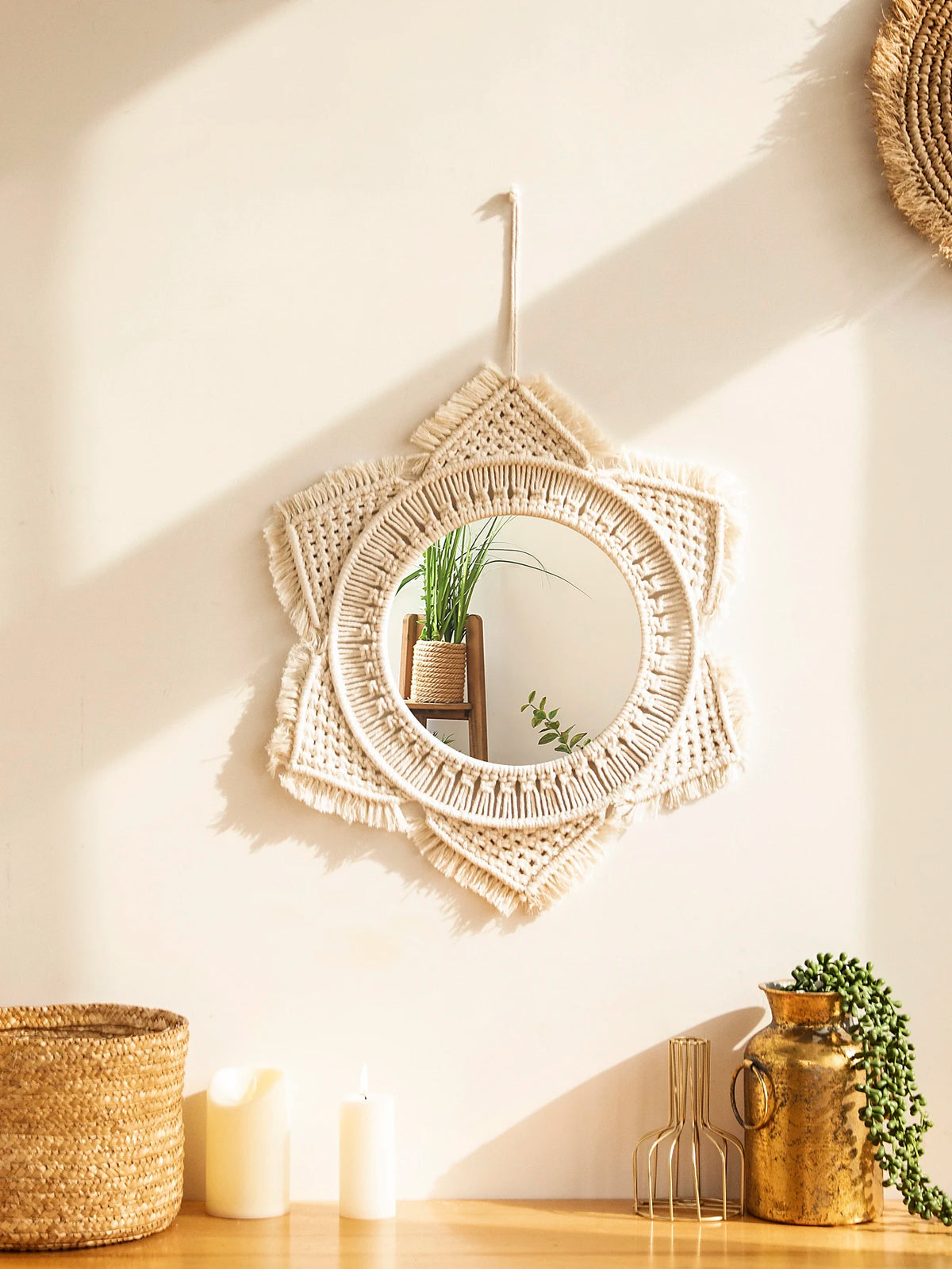 boho macrame decorative mirror for handmade wall decoration
