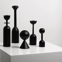 Black wooden candle holder nordic style artistic decoration for home