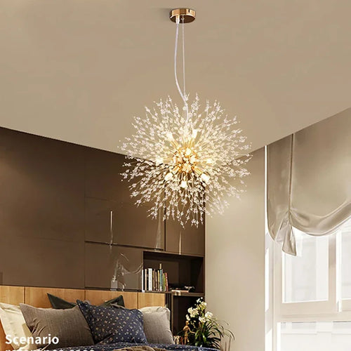 modern crystal pendant light sky star - vue 5 sur 7