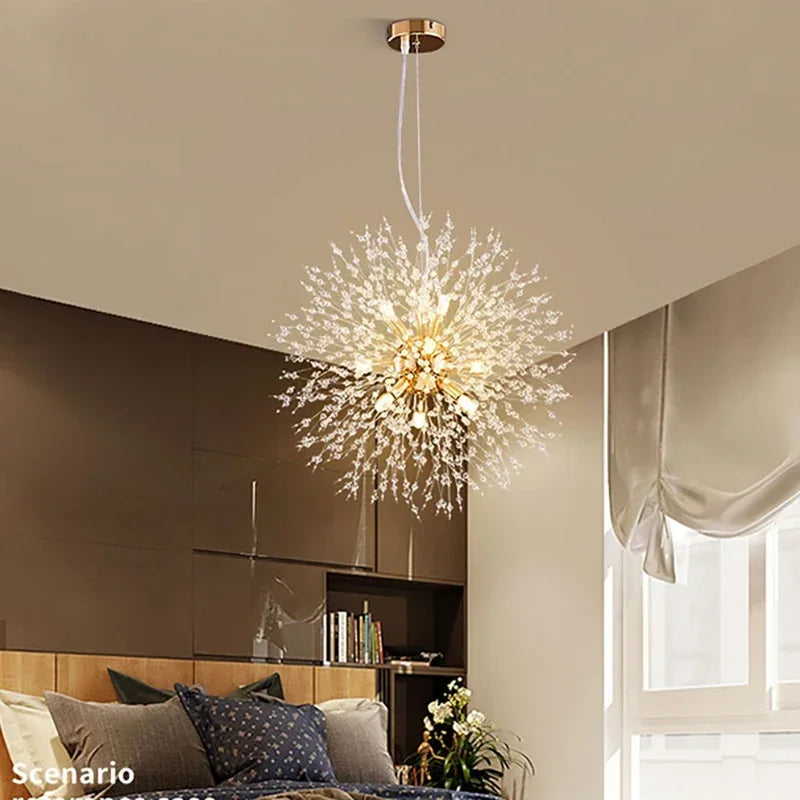 modern crystal pendant light sky star - vue 5 sur 7