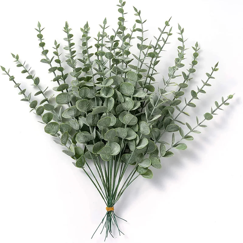 Set of 20 artificial eucalyptus stems for festive decorations - vue 8 sur 8