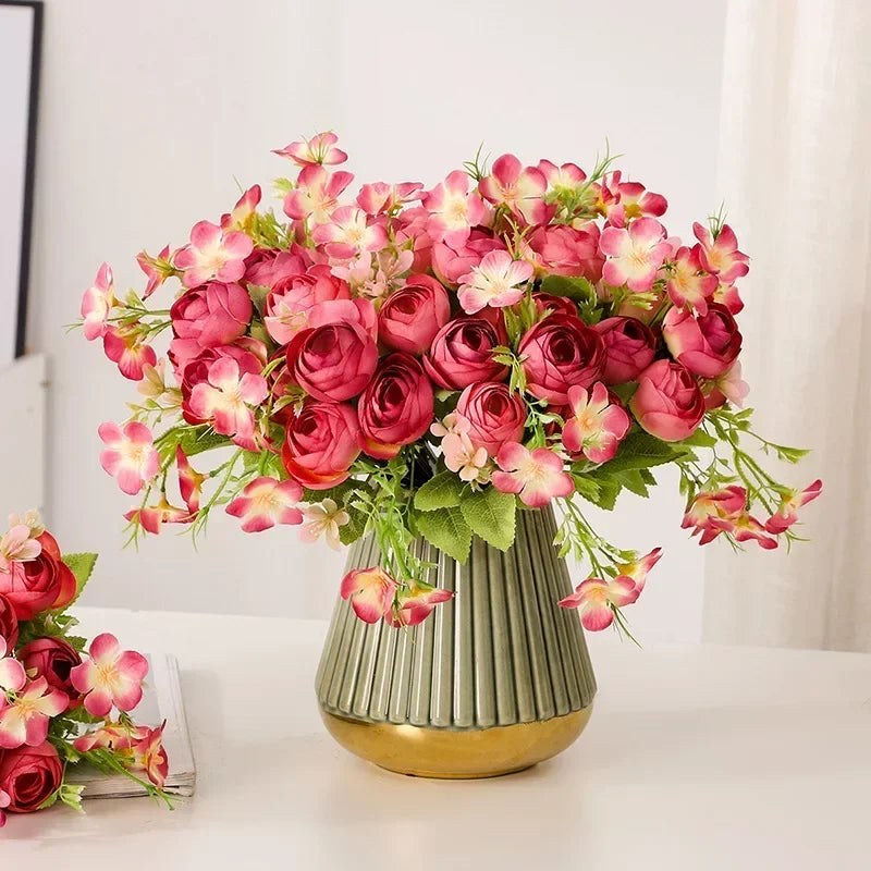 Artificial silk flower bouquet for interior decoration