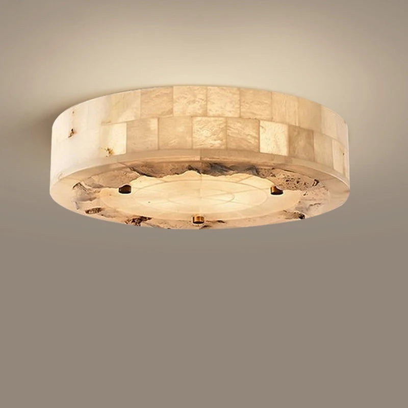 Luxurious round natural marble ceiling light 30cm 40cm for bedroom, living room, dining room - large pendant lamp
