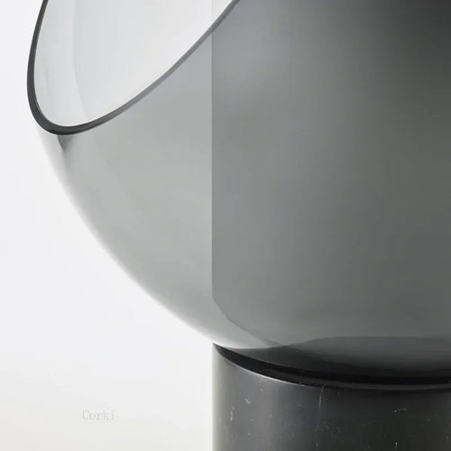 designer marble desk lamp with modern glass shade - vue 5 sur 8