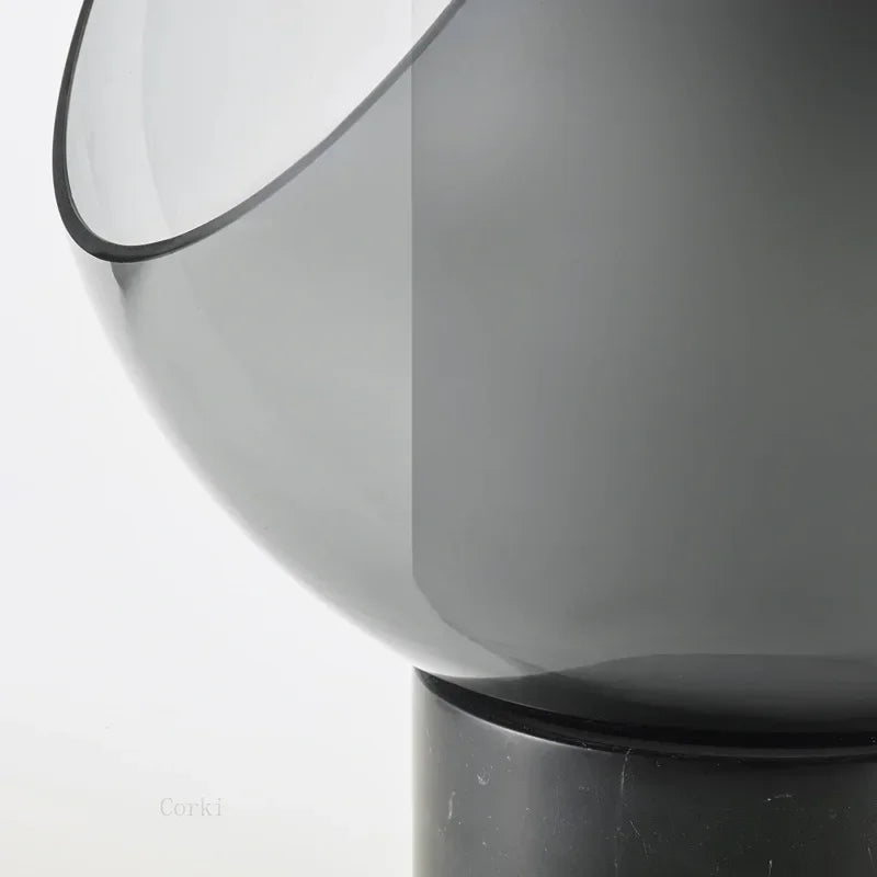 designer marble desk lamp with modern glass shade - vue 5 sur 8