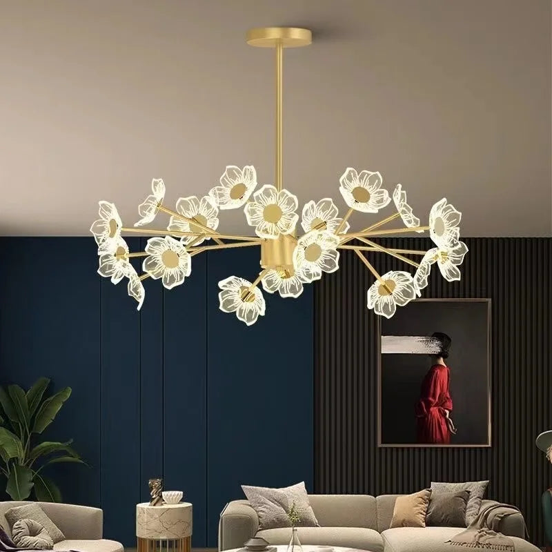 Modern floral chandelier for elegant interior decor - vue 5 sur 11