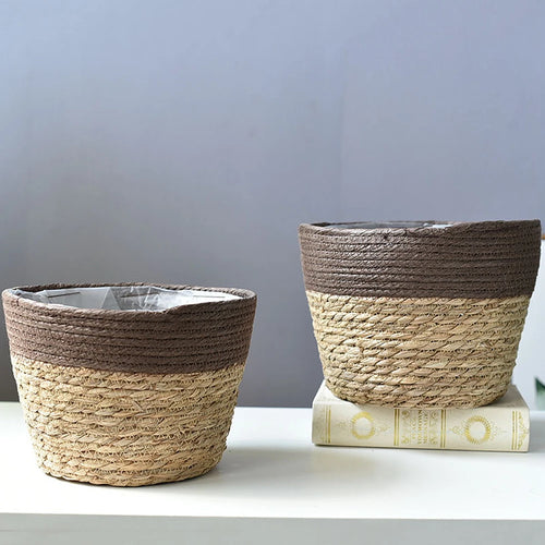 seagrass basket handwoven planter decorative for home - vue 4 sur 8