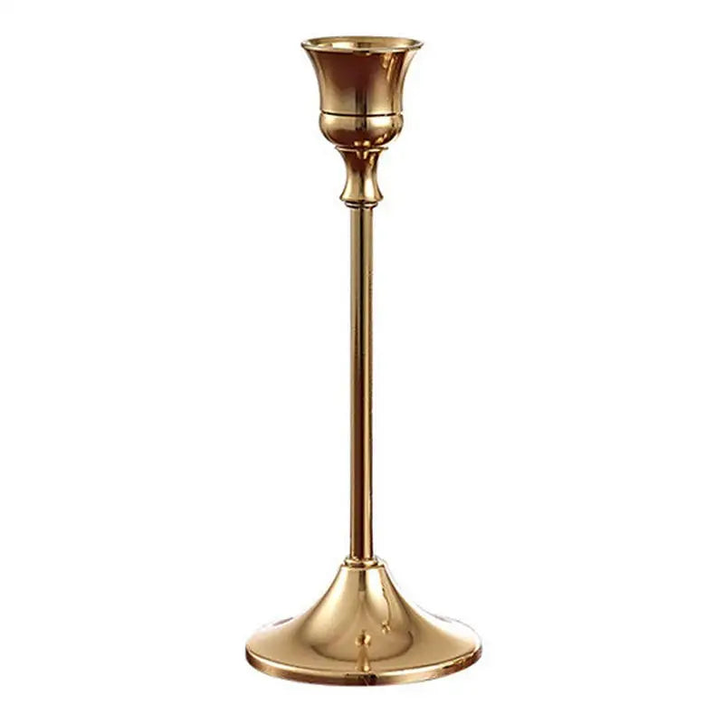 Brass gold candlestick set for festive decorations - vue 18 sur 26