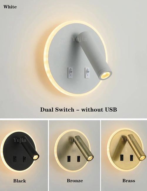 Modern wall light with USB ports and adjustable reading lamps - vue 6 sur 16