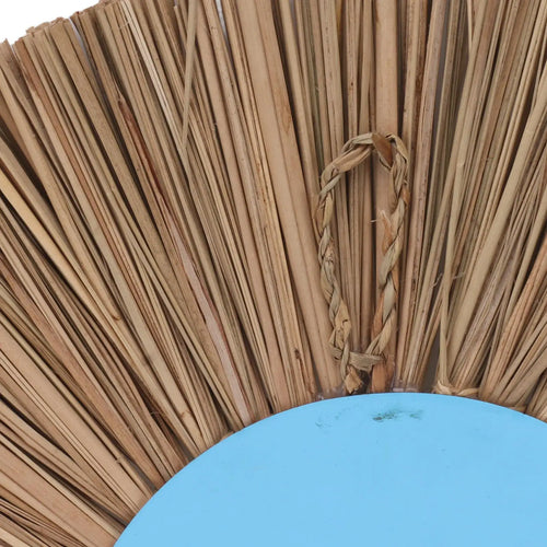 Elegant and lightweight round seagrass woven wall mirror - vue 8 sur 8