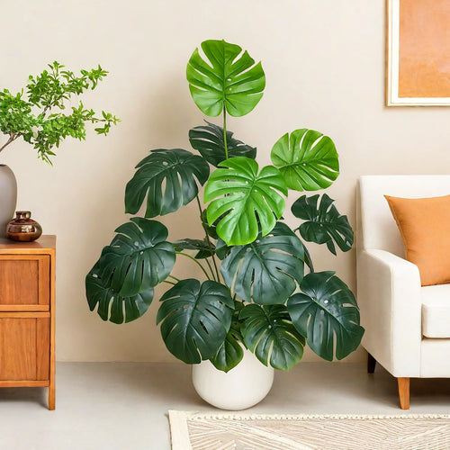 Artificial monstera plant with realistic leaves for indoor decoration - vue 4 sur 29