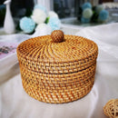 handmade rattan picnic basket with lid