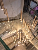 Minimalist postmodern metal LED double loft chandelier indoor lighting