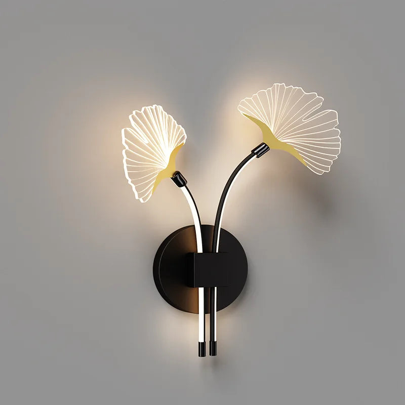 Decorative LED wall light in ginkgo leaf shape - vue 8 sur 9