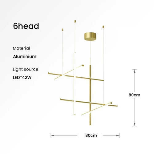 Italian designer tubular LED pendant chandelier - vue 11 sur 15
