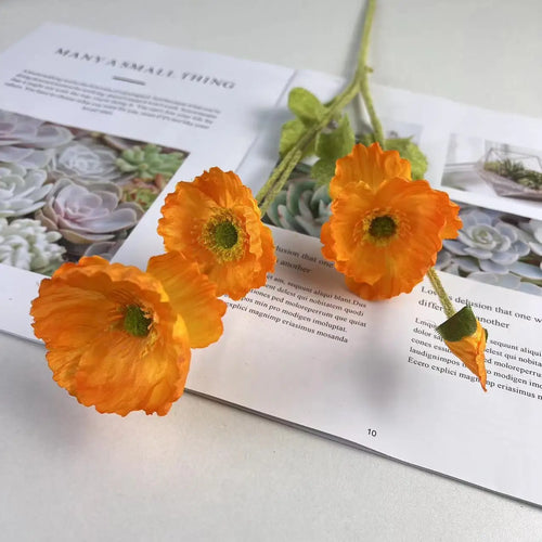 Artificial silk poppy flowers for decoration and events - vue 14 sur 21
