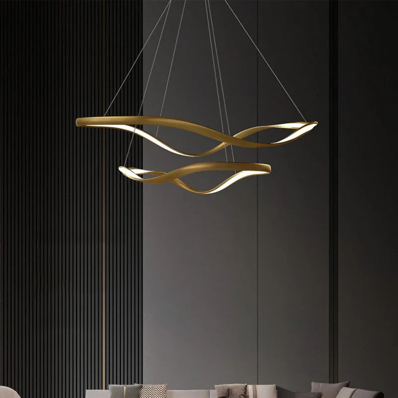 Modern simple irregular ring chandelier with adjustable cord decorative