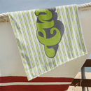 Personalised retro striped beach towel hippie style