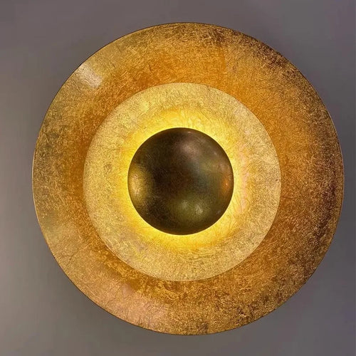 Vintage postmodern gold leaf wall light for hotel or villa - vue 4 sur 21