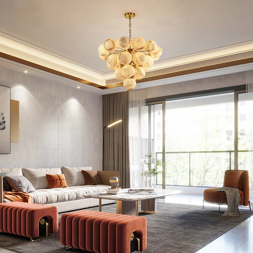 Marble chandelier from the Pingpong World collection elegant pendant lighting - vue 3 sur 17