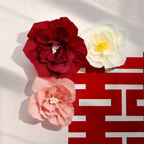 Red paper flower party decoration for festive events - vue 5 sur 14