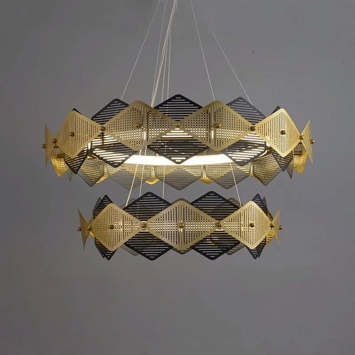 Post-modern stainless steel chandelier Italian minimalist LED lamp - vue 5 sur 13