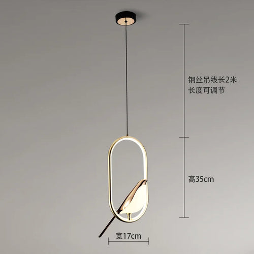 Nordic gold acrylic LED chandelier with bird bar pendants