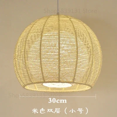 Modern Nordic LED pendant light in iron and hemp rope - vue 10 sur 14