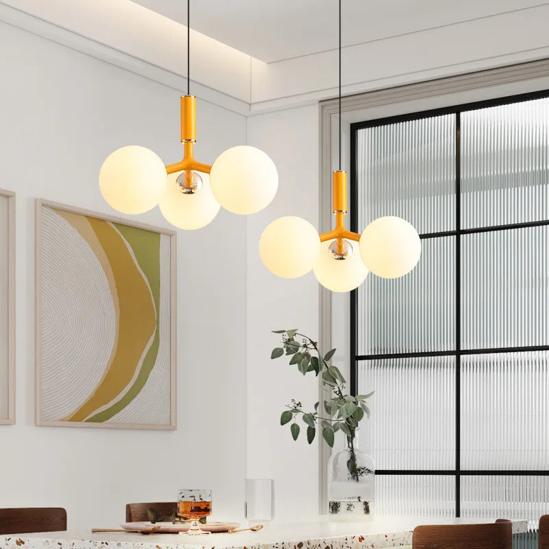 Nordic glass pendant light with metal - vue 3 sur 12