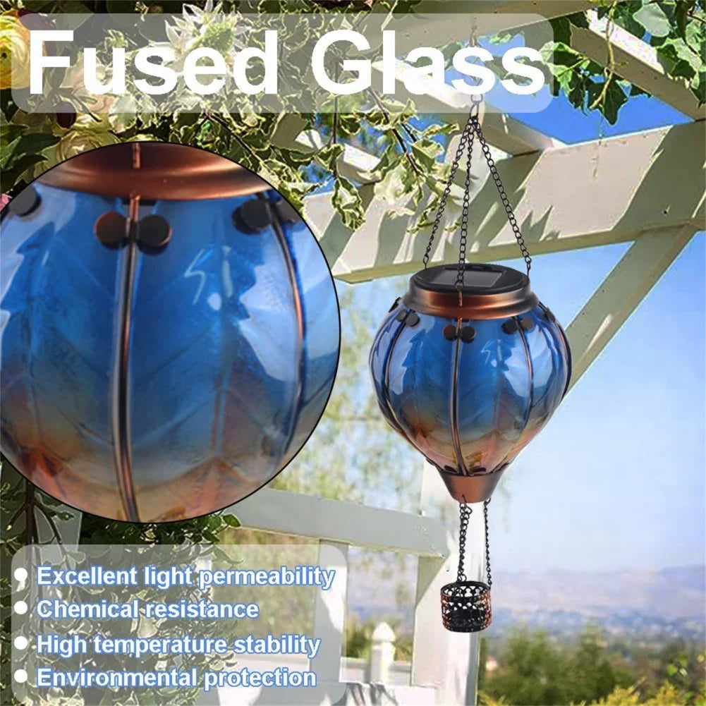 Hanging solar hot air balloon lanterns with hook and waterproof panel