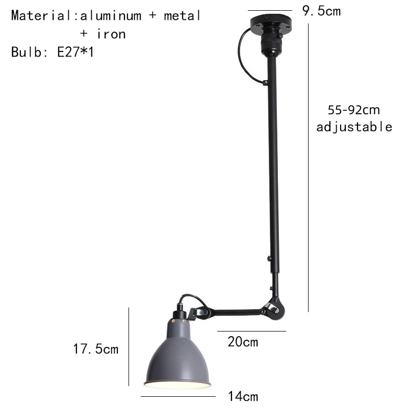 Retro American style chandelier with adjustable lampshade for reading light - vue 14 sur 21