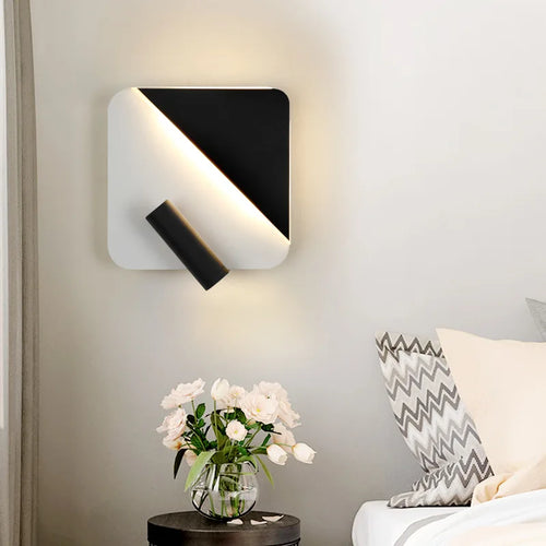 modern wall light with designer switch rotary backlight - vue 4 sur 11