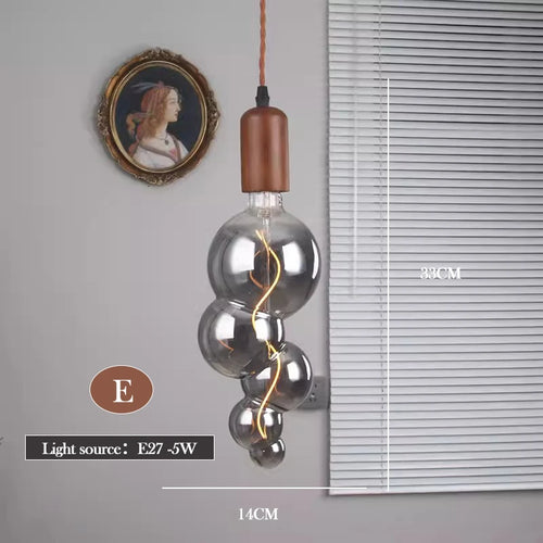 Retro art glass chandelier with solid wood for interior decoration - vue 22 sur 25